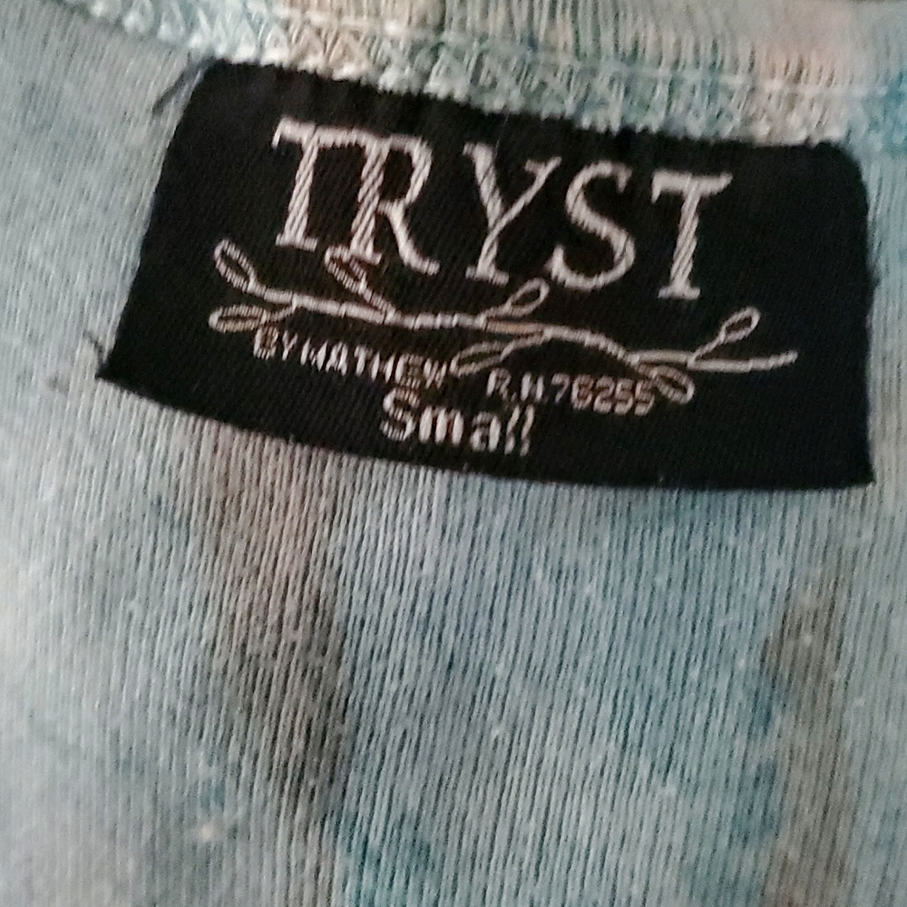 Tryst by Mathew Tie Dye Tee Small Blue Orange Mauve Vintage USA Cotton